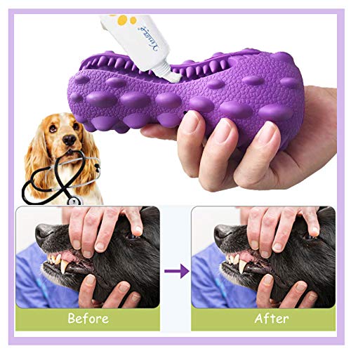 EZSMART Indestructible Dog Toys, Tough Dog Toothbrush Toys for Aggressive Chewers, Durable Teething Boredom Interactive Dog Chew Toys for Teeth Cleaning - Dinosaur Shape, Milk Flavor - Image 5