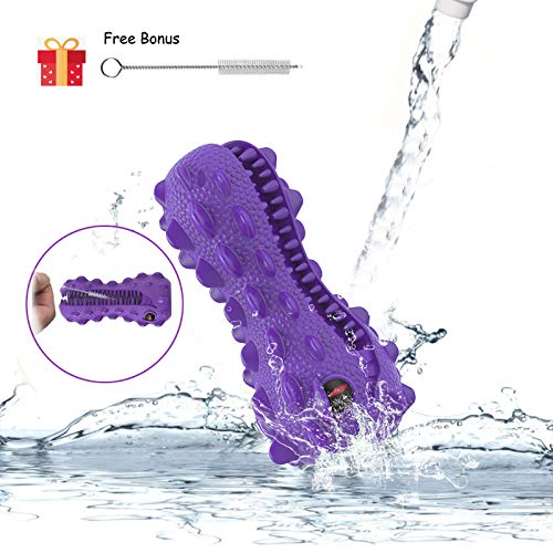 EZSMART Indestructible Dog Toys, Tough Dog Toothbrush Toys for Aggressive Chewers, Durable Teething Boredom Interactive Dog Chew Toys for Teeth Cleaning - Dinosaur Shape, Milk Flavor - Image 6