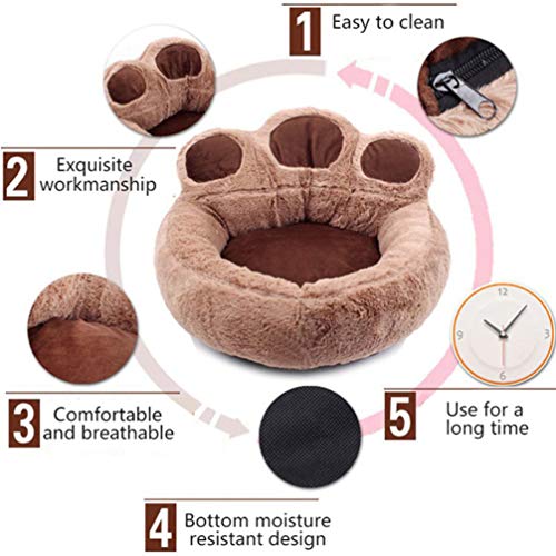 LA VIE Pet Bed Anti-Slip Bottom Cute Paw Shaped Dog Sofa Bed with Soft and Cozy Plush Portable Dog Mattress for Small Medium Dogs Cats Puppies with Bow tie Sunglasses for Animals - Image 5