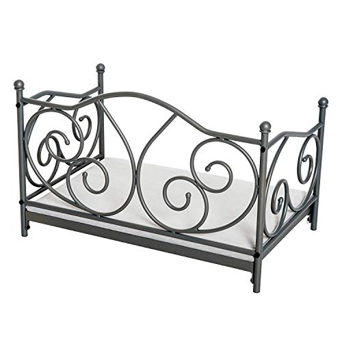 PawHut Luxury Pet Metal Bed Sofa Seat with Cushion for Dogs and Cats Vintage Style Grey - Image 3
