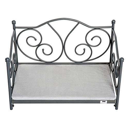 PawHut Luxury Pet Metal Bed Sofa Seat with Cushion for Dogs and Cats Vintage Style Grey - Image 5
