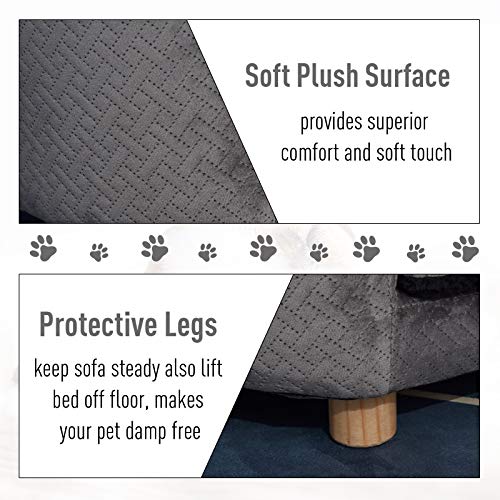 PawHut Dog Sofa, Luxury Tub Shaped Pet Couch, Cat Kitten Bed with Removable Cushion, Wood Frame, High Back for Small Sized Dogs - Image 6