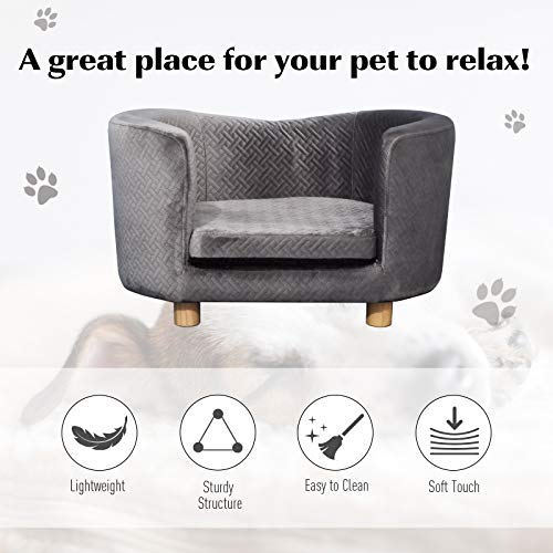 PawHut Dog Sofa, Luxury Tub Shaped Pet Couch, Cat Kitten Bed with Removable Cushion, Wood Frame, High Back for Small Sized Dogs - Image 7