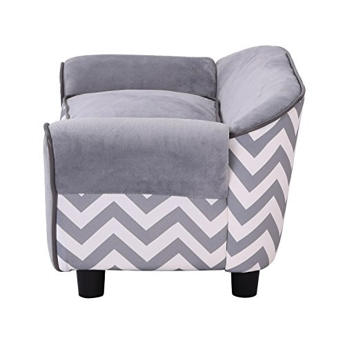 PawHut Pet Sofa Couch Dog Cat Wooden Sponge Sofa Bed Lounge Comfortable Luxury w/Cushion, Grey - Image 6
