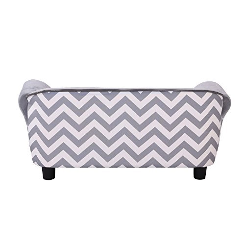 PawHut Pet Sofa Couch Dog Cat Wooden Sponge Sofa Bed Lounge Comfortable Luxury w/Cushion, Grey - Image 7