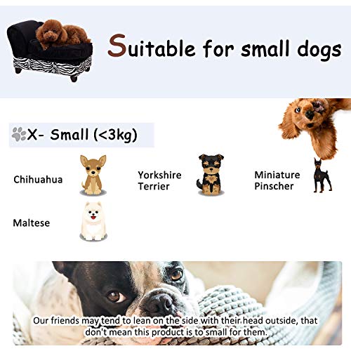 PawHut Pet Sofa, Dog Bed, Cat Lounger with Storage and Cushion - Black, Zebra Stripe Print - Image 5