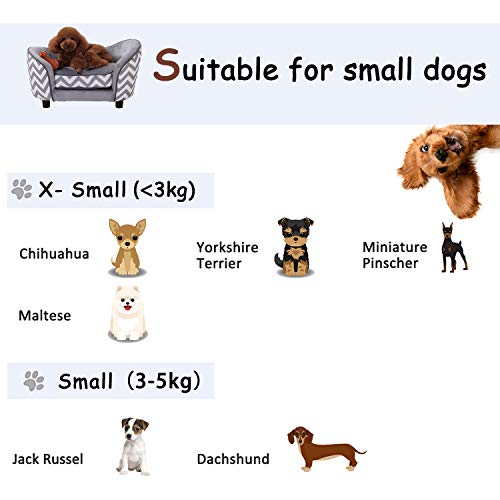 Pawhut D04-072GY Plush Fur Dog Sofa Couch Wooden Frame Deluxe Pet Sofa Lounger Cat Bed w/Cushions (Grey) - Image 5