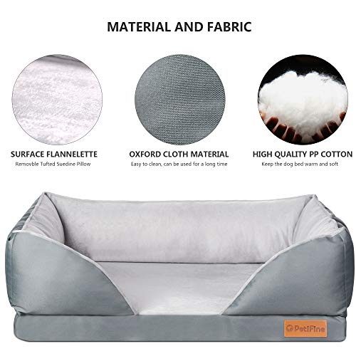 PetiFine Memory Foam Dog Bed, Orthopedic Dog Beds with Removable Washable Cover for Small Medium Large Dog Cats - Image 4