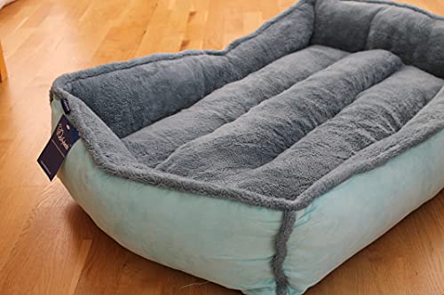 Wolfybeds Large Padded Luxury Fleece Dog Bed Limited Edition in turquioseoceans (36" x 24") washable covers - Image 3