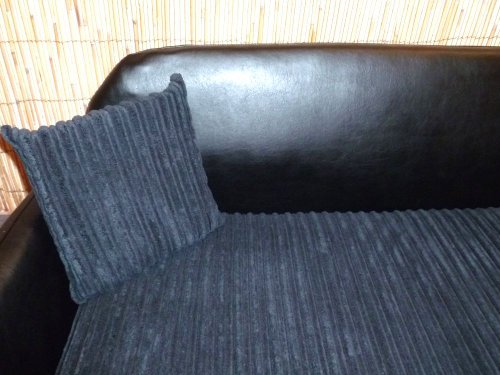 Zippy Faux Leather Sofa Dog Bed - Large - Black/Black Jumbo Cord - Image 3