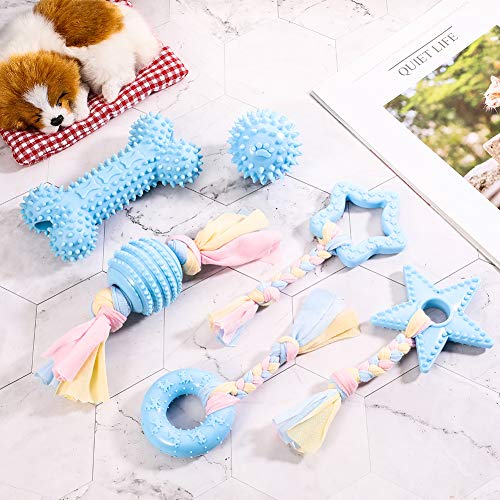 hugttt 6 Pieces Puppy Teething Toys Dog Chew Toys Set Small Dogs Teeth Clean Toy with Cotton Rope for Puppies Pet Thanksgiving Xmas Gift - Image 3