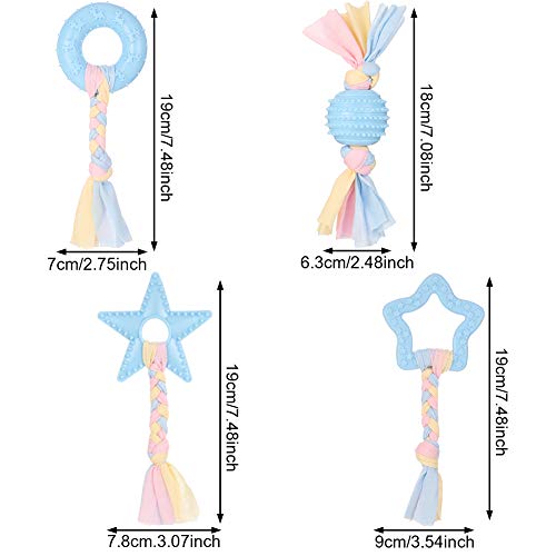 hugttt 6 Pieces Puppy Teething Toys Dog Chew Toys Set Small Dogs Teeth Clean Toy with Cotton Rope for Puppies Pet Thanksgiving Xmas Gift - Image 5