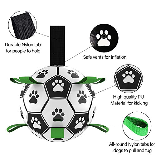 Bojafa Christmas Dog Toy Ball, Interactive Dog Games Football with Grab Tabs, Dog Tug Toy for Small Medium Large Dogs Outdoor Playing - Image 3