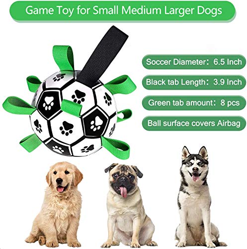 Bojafa Christmas Dog Toy Ball, Interactive Dog Games Football with Grab Tabs, Dog Tug Toy for Small Medium Large Dogs Outdoor Playing - Image 4