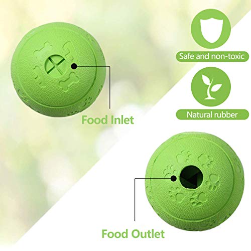 Bojafa Dog Toys Treat Dispensing Ball, Durable Dog Puzzle Toy for Boredom Small Medium Large Dog, 2 Pack Teeth Cleaning IQ Training Toy (8 CM, Green+Orange) - Image 3