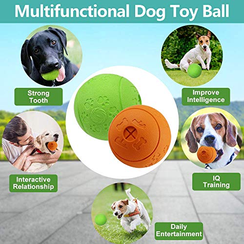 Bojafa Dog Toys Treat Dispensing Ball, Durable Dog Puzzle Toy for Boredom Small Medium Large Dog, 2 Pack Teeth Cleaning IQ Training Toy (8 CM, Green+Orange) - Image 4