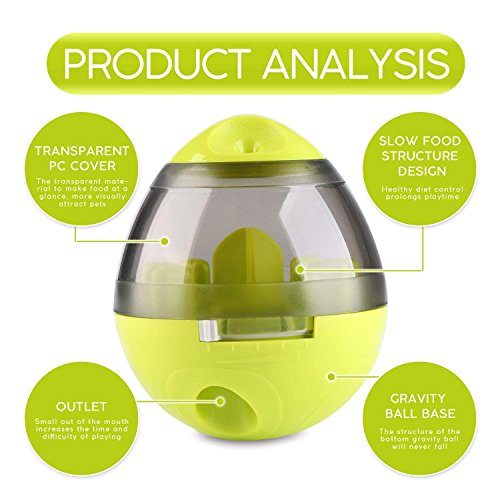 Eileen&Elisa Toy Balls for Dogs, Pet Treat Dispensing Dog Toy - Dog Treat Ball with Food Dispenser and Interactive Toys Ball, Slow Eating IQ Treat Ball for Small Medium Dogs and Cats (Green) - Image 4