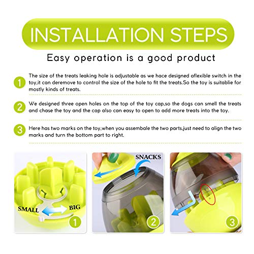 Eileen&Elisa Toy Balls for Dogs, Pet Treat Dispensing Dog Toy - Dog Treat Ball with Food Dispenser and Interactive Toys Ball, Slow Eating IQ Treat Ball for Small Medium Dogs and Cats (Green) - Image 6