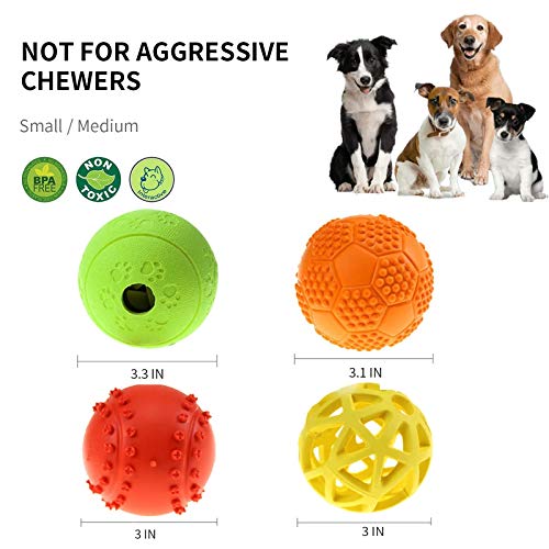 Newthinking Dog Toys Ball Set, 3inch Dog Treat Toys Ball, Dog Squeaky Balls, IQ Treat Ball, Rubber Ball and Dispensing Ball for Small Medium Dog Gift, 4 Pack - Image 3