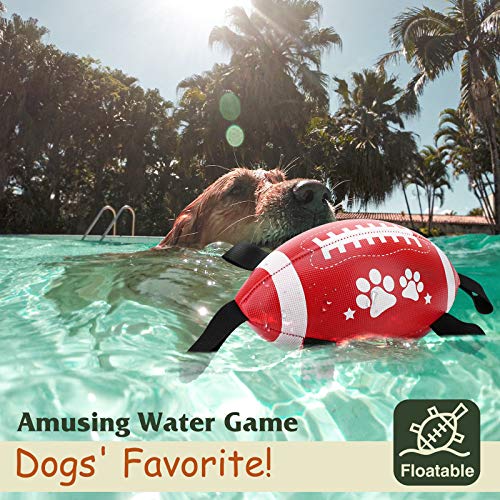 Pawaboo Dog Football Toy, 22cm Tug of War Dog Toys, Fun-Fetching Pet Toy Water Dog Ball Toys, Indoor-Outdoor Interctive Toys for Large, Medium Size Dogs - Red White Black - Image 3