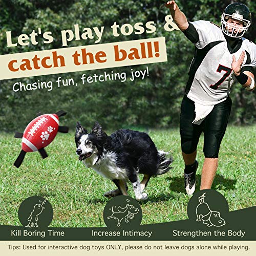 Pawaboo Dog Football Toy, 22cm Tug of War Dog Toys, Fun-Fetching Pet Toy Water Dog Ball Toys, Indoor-Outdoor Interctive Toys for Large, Medium Size Dogs - Red White Black - Image 4