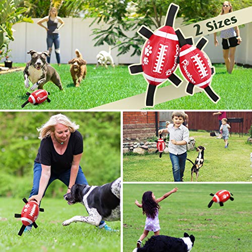 Pawaboo Dog Football Toy, 22cm Tug of War Dog Toys, Fun-Fetching Pet Toy Water Dog Ball Toys, Indoor-Outdoor Interctive Toys for Large, Medium Size Dogs - Red White Black - Image 5
