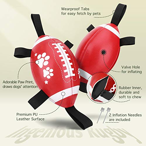 Pawaboo Dog Football Toy, 22cm Tug of War Dog Toys, Fun-Fetching Pet Toy Water Dog Ball Toys, Indoor-Outdoor Interctive Toys for Large, Medium Size Dogs - Red White Black - Image 6