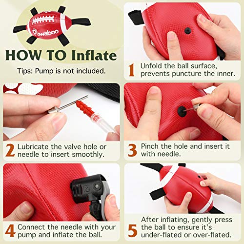 Pawaboo Dog Football Toy, 22cm Tug of War Dog Toys, Fun-Fetching Pet Toy Water Dog Ball Toys, Indoor-Outdoor Interctive Toys for Large, Medium Size Dogs - Red White Black - Image 7