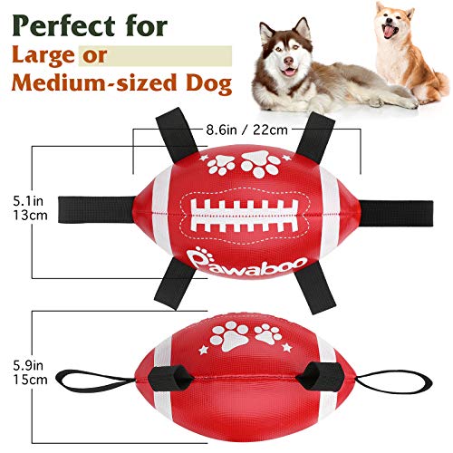 Pawaboo Dog Football Toy, 22cm Tug of War Dog Toys, Fun-Fetching Pet Toy Water Dog Ball Toys, Indoor-Outdoor Interctive Toys for Large, Medium Size Dogs - Red White Black - Image 8