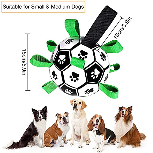 Pet Dog Football Toys,Dog Soccer Ball with Grab,Small Medium Dogs Outdoor Pet Toy Suitable Water/beach/lawn Indoor Best Pet Toy and Dog Tug-of-war Swing Ball with Pump - Image 3