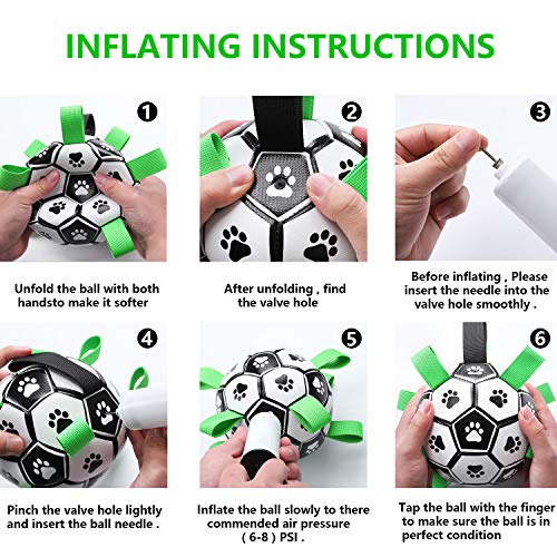 Pet Dog Football Toys,Dog Soccer Ball with Grab,Small Medium Dogs Outdoor Pet Toy Suitable Water/beach/lawn Indoor Best Pet Toy and Dog Tug-of-war Swing Ball with Pump - Image 4
