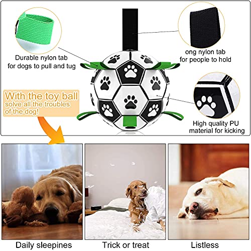 Pet Dog Football Toys,Dog Soccer Ball with Grab,Small Medium Dogs Outdoor Pet Toy Suitable Water/beach/lawn Indoor Best Pet Toy and Dog Tug-of-war Swing Ball with Pump - Image 5
