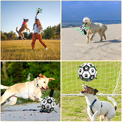 Pet Dog Football Toys,Dog Soccer Ball with Grab,Small Medium Dogs Outdoor Pet Toy Suitable Water/beach/lawn Indoor Best Pet Toy and Dog Tug-of-war Swing Ball with Pump - Image 8