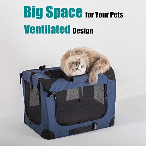 Petseek Extra Large Cat Carrier Soft Sided Folding Small Medium Dog Pet Carrier 24"x16.5"x16" Travel Collapsible Ventilated Comfortable Design Portable Vehicle - Image 3