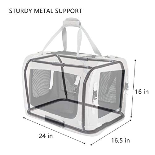 Petseek Extra Large Cat Carrier Soft Sided Folding Small Medium Dog Pet Carrier 24"x16.5"x16" Travel Collapsible Ventilated Comfortable Design Portable Vehicle - Image 4