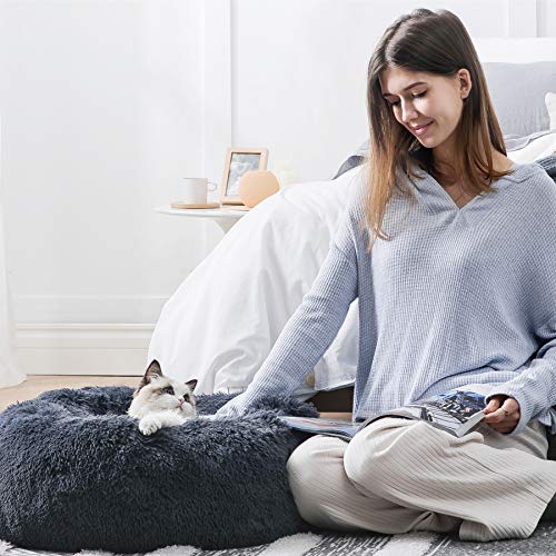 Bedsure Calming Dog Bed - Fluffy Orthopedic Dog Crate Mattress Washable with Anti Slip Bottom, Cat Anxiety Pillow Cushion for Large Medium Small Pets, Grey, 104x74x8cm/89x58x8cm/74x53x8cm/61x45x7cm - Image 3
