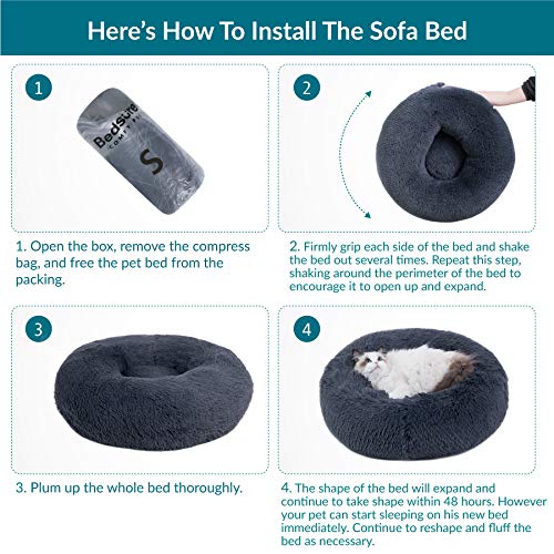 Bedsure Calming Dog Bed - Fluffy Orthopedic Dog Crate Mattress Washable with Anti Slip Bottom, Cat Anxiety Pillow Cushion for Large Medium Small Pets, Grey, 104x74x8cm/89x58x8cm/74x53x8cm/61x45x7cm - Image 5