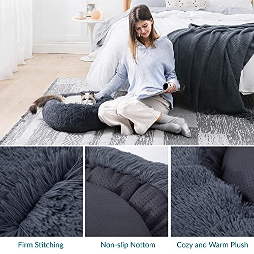 Bedsure Calming Dog Bed - Fluffy Orthopedic Dog Crate Mattress Washable with Anti Slip Bottom, Cat Anxiety Pillow Cushion for Large Medium Small Pets, Grey, 104x74x8cm/89x58x8cm/74x53x8cm/61x45x7cm - Image 7