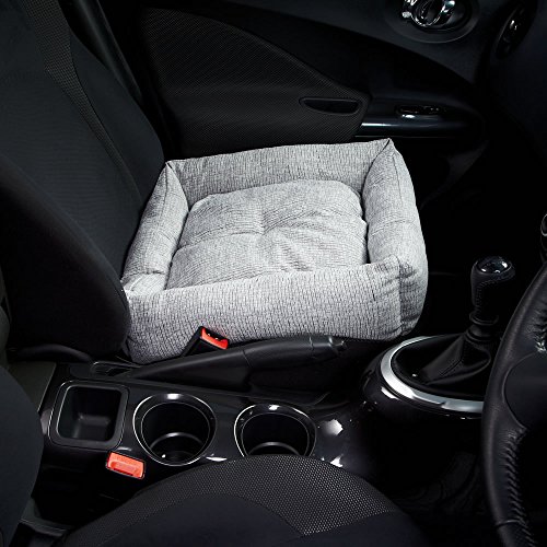 Bunty Travel Dog Puppy Bed Soft Washable Car Vehicle Seat Cushion Booster Protector Warm Luxury Grey Fabric Pet Basket with Seat Belt Loops, Made in the UK, Grey - Image 3