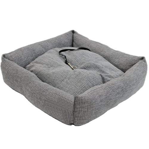 Bunty Travel Dog Puppy Bed Soft Washable Car Vehicle Seat Cushion Booster Protector Warm Luxury Grey Fabric Pet Basket with Seat Belt Loops, Made in the UK, Grey - Image 5