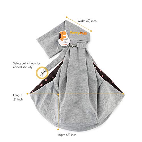 FurryFido puppy carrier sling, Reversible puppy carrier for Dogs/Cats/Bunny under 13lbs, Extra Safety pet sling with Collar Latch and Loop (Grey) - Image 3