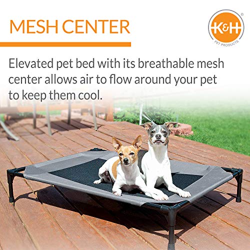 K&H PET PRODUCTS Cooling Elevated Dog Bed Outdoor Raised Dog Bed with Washable Breathable Mesh, Dog Cot Bed No-Slip Rubber Feet, Portable Dog Cot Indoor Outdoor Dog Bed, Large Gray/Black Mesh - Image 4