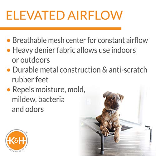 K&H PET PRODUCTS Cooling Elevated Dog Bed Outdoor Raised Dog Bed with Washable Breathable Mesh, Dog Cot Bed No-Slip Rubber Feet, Portable Dog Cot Indoor Outdoor Dog Bed, Large Gray/Black Mesh - Image 5