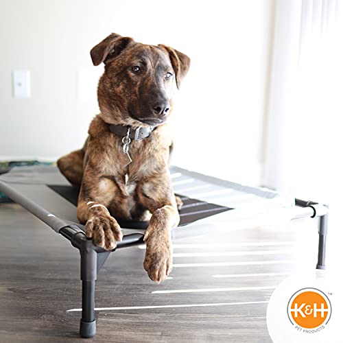 K&H PET PRODUCTS Cooling Elevated Dog Bed Outdoor Raised Dog Bed with Washable Breathable Mesh, Dog Cot Bed No-Slip Rubber Feet, Portable Dog Cot Indoor Outdoor Dog Bed, Large Gray/Black Mesh - Image 8
