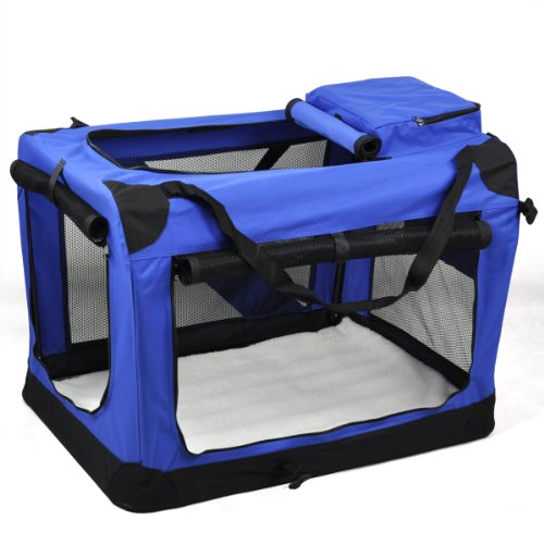 Smallwise Trading Blue & Red Dog Pet Puppy Fabric Portable Carrier Foldable Kennel Crate Bag M/L/XL - Image 4