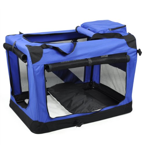 Smallwise Trading Blue & Red Dog Pet Puppy Fabric Portable Carrier Foldable Kennel Crate Bag M/L/XL - Image 5