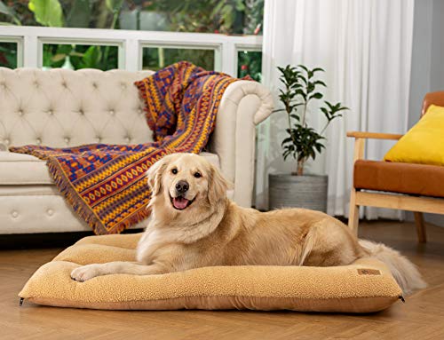 AcornPets® B-103 Extra Large XXL Brown Dog Cat Bed Pet Pillow Mattress Fleece 120 x 80 CM For Large Dogs, Using Berber Fleece and Suede Nap, Detachable and Washable - Image 3