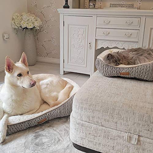Allpetsolutions Charlie Range Beds - Chunky Knit Design Soft Warm Grey Dog Bed (Large - 75 x 59 x 24cm), L - Image 7