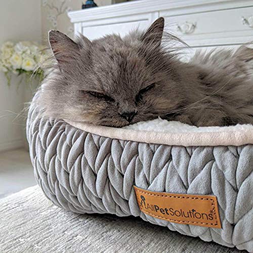 Allpetsolutions Charlie Range Beds - Chunky Knit Design Soft Warm Grey Dog Bed (Large - 75 x 59 x 24cm), L - Image 8