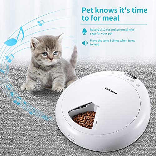 Ankway 6-Meal Automatic Pet Feeders, Dog and Cat Feeder with Programmable Digital Timer and Music, Portion Control & Voice Recording, Dry or Semi-Moist Puppy Kitten Bunny Food Dispenser - Image 5